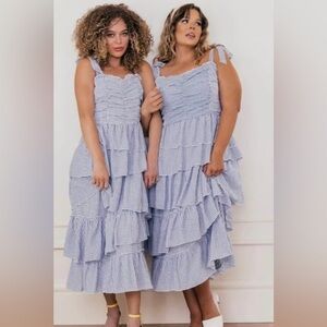 Jessakae Blue Gingham Tiered Dress